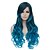 رخيصةأون باروكات تنكرية-القوطية باروكة شعر مستعار اصطناعي أومبير طويل أزرق شعر مستعار صناعي نسائي أومبير