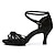 abordables Zapatos de baile latino-Mujer Zapatos de Baile Latino Salón Zapatos de Salsa Baile en línea Rendimiento Satén Básico Sandalia Tacones Alto Hebilla Un Color Tacón Cubano Hebilla Leopardo Negro Marrón Oscuro