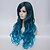 رخيصةأون باروكات تنكرية-القوطية باروكة شعر مستعار اصطناعي أومبير طويل أزرق شعر مستعار صناعي نسائي أومبير