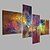 cheap Abstract Paintings-Oil Painting Hand Painted - Abstract Modern Stretched Canvas / Four Panels