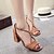 זול סנדלי נשים-נשים נעליים פליז קיץ רצועת T סנדלים הליכה עקב עבה בוהן מרובעת אבזם ל קזו&#039;אל שמלה שחור חאקי
