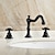 abordables Trous multiples-robinet de lavabo de salle de bain en cuivre antique, ensemble central en bronze huilé répandu mélangeurs robinets de bain à trois trous avec interrupteur chaud et froid