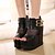 cheap Women&#039;s Sandals-Women&#039;s Sandals Comfort PU Spring Casual Wedge Heel Black 2in-2 3/4in