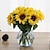 זול פרח מלאכותי-6 ענפים חמניות פרחים מלאכותיים קישוט בית אספקת חתונה 8x22 ס&quot;מ/3x9&quot;, פרחים מזויפים לחתונה קשת גן קיר בית מסיבה בית מלון סידור משרד קישוט