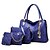 cheap Bag Sets-Women&#039;s Bags PU Leather Bag Set 4 Pieces Purse Set Fur Solid Colored Artwork Bag Sets Outdoor Office &amp; Career White Black Blue Gold