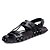 זול סנדלים לגברים-בגדי ריקוד גברים נעלי נוחות אור סוליות קיץ / סתיו קזו&#039;אל בָּחוּץ משרד קריירה סנדלים עור שחור / חום