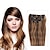 baratos Extensões de cabelo com gancho-Com Presilha Extensões de cabelo humano Liso Cabelo Humano Extensões de Cabelo Natural Marrom Médio / louro da morango