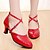 baratos Sapatos Para Dança de Salão &amp; Dança Moderna-Women&#039;s Latin Shoes Sandal Chunky Heel Leatherette Black / Red / Gold