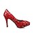 זול נעלי עקב לנשים-נשים נעליים משי אביב סתיו נעליים פורמלית עקבים עקב סטילטו בוהן פוינט פרח סאטן עבור חתונה שמלה מסיבה וערב אדום