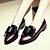 baratos Sapatilhas de mulher-Feminino Sapatos Couro Envernizado Primavera Conforto Rasos Para Casual Preto Vinho