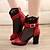 abordables Sandalias de mujer-Mujer Zapatos PU Primavera Verano Talón Descubierto Sandalias Tacón Robusto Para Casual Negro Rojo