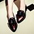 baratos Sapatilhas de mulher-Feminino Sapatos Couro Envernizado Primavera Conforto Rasos Para Casual Preto Vinho