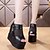 cheap Women&#039;s Sandals-Women&#039;s Sandal Slingback Spring Summer PU Casual Chunky Heel White Black 1in-1 3/4in