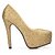 preiswerte Absatzschuhe für Damen-Damen Absätze Hochzeit Party &amp; Abend Sommer Strass Kristall Schleife Plattform Kristallabsatz Runde Zehe Komfort Neuheit Wanderschuhe PU Gold