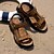 ieftine Sandale Bărbați-Bărbați Pantofi Piele Primăvară Vară Confortabili Sandale Bandă Magică Pentru Casual Maro Închis Maro Deschis