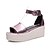 preiswerte Damensandalen-Damen Sandalen Komfort Sommer PU Walking Schnalle Creepers Silber Grau Purpur 2,5 - 4,5 cm