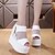 cheap Women&#039;s Sandals-Women&#039;s Sandal Slingback Spring Summer PU Casual Chunky Heel White Black 1in-1 3/4in