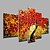 voordelige Schilderijen van bloemen/planten-Hang-geschilderd olieverfschilderij Handgeschilderde - Bloemenmotief / Botanisch Modern Inclusief Inner Frame / Vijf panelen / Uitgerekt canvas
