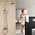 Недорогие Уличный душ-смеситель для душа, набор душевой системы, дождевая антикварная антикварная медная душевая система, керамический клапан, смесители для душа для ванны