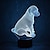 abordables Decoración y lámparas de noche-3d perro animal lámpara luz de noche control remoto poder mesa táctil escritorio lámparas de ilusión óptica 7 luces que cambian de color decoración del hogar navidad regalo de cumpleaños