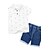 cheap Sets-Toddler Boys&#039; Clothing Set Short Sleeve White Navy Blue Print Cartoon Regular / Summer