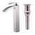 economico Set rubinetti-Set di rubinetti - Cascata Nickel spazzolato Installazione centrale Una manopola Un foroBath Taps