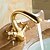 preiswerte Waschbeckenarmaturen-Waschbecken Wasserhahn - Vorspülung / Verbreitete Ti-PVD Mittellage Zwei Griffe Ein LochBath Taps