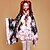 voordelige Lolitajurken-Wa Traditioneel Satiini Dames Kimono Cosplay Roze Bloemen Dichter Lange mouw Korte Lengte kostuums