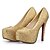 preiswerte Absatzschuhe für Damen-Damen Absätze Hochzeit Party &amp; Abend Sommer Strass Kristall Schleife Plattform Kristallabsatz Runde Zehe Komfort Neuheit Wanderschuhe PU Gold