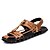 cheap Men&#039;s Sandals-Men&#039;s Shoes PU Summer Light Soles Comfort Sandals for Casual Black Brown