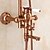cheap Shower Faucets-Shower System Set - Rainfall Country Rose Gold Shower System Ceramic Valve Bath Shower Mixer Taps / Single Handle Two Holes