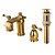 お買い得  浴室・洗面台用水栓金具-蛇口セット - 滝状吐水タイプ ゴールデン 組み合わせ式 二つのハンドル三穴Bath Taps