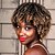 preiswerte Trendige synthetische Perücken-Synthetische Perücken Locken Afro Stil Perücke Kurz Braun Synthetische Haare Damen Gefärbte Haarspitzen (Ombré Hair) Afro-amerikanische Perücke Braun Perücke