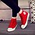 baratos Ténis de mulher-Feminino Sapatos Lona Couro Ecológico Primavera Conforto Rasos para Casual Preto Vermelho