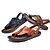 preiswerte Herrensandalen-Herren Sandalen Komfort Schuhe Slingback-Sandalen Alltag Alltag Strand Wanderschuhe PU Atmungsaktiv Schwarz Khaki Braun Slogan Frühling Sommer / Perlenstickerei