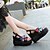 זול סנדלי נשים-בגדי ריקוד נשים נעליים PU קיץ סנדלים הליכה עקב טריז בוהן עגולה ריינסטון ל לבן שחור