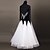 cheap Ballroom Dancewear-Ballroom Dance Dress Appliques Splicing Paillette Women&#039;s Performance Long Sleeve High Chinlon