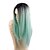 preiswerte Trendige synthetische Perücken-Synthetische Perücken Glatt Gerade Perücke Lang Grün Synthetische Haare Damen Gefärbte Haarspitzen (Ombré Hair) Afro-amerikanische Perücke Schwarz