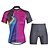 billige Miesten vaatesarjat-ILPALADINO Women&#039;s Short Sleeve Cycling Jersey with Shorts Summer Lycra Polyester Black Rainbow Patchwork Funny Bike Clothing Suit 3D Pad Ultraviolet Resistant Quick Dry Reflective Strips Back Pocket