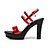 cheap Women&#039;s Sandals-Women&#039;s Shoes Microfiber Summer Comfort Sandals Chunky Heel Peep Toe Black / Red / Blue