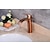 voordelige Klassiek-wastafelkraan in de badkamer, moderne stijl eengreeps roségouden waterval met één gat, met olie gewreven kuiper met afvoer en messing kraanlichaam met warm en koud water en pop-up afvoer
