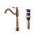 abordables Classiques-Ensemble de robinet de salle de bain, robinets de bain monotrou en laiton antique avec drain