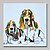 levne Zvířecí malby-Hang-malované olejomalba Ručně malované - Zvířata Abstraktní Moderní soudobé Obsahovat vnitřní rám / Reprodukce plátna