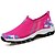 preiswerte Damensportschuhe-Damen Tüll Sommer Flache Schuhe Walking Flacher Absatz Runde Zehe Kombination Fuchsia / Hellgrau / Blau+Rosa