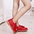 abordables Zapatillas de niña-Chica Zapatos Cuero Primavera Verano Oxfords Pajarita Para Negro Rojo Rosa