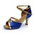 זול נעליים לטיניות-בגדי ריקוד נשים נעליים לטיניות סנדלים עקב מותאם סטן כחול / בבית / עור