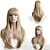 abordables perruque plus âgée-perruques blondes pour femmes perruque synthétique ondulée ondulée avec frange perruque blonde longue blonde cheveux synthétiques femme blonde