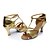 זול נעליים לטיניות-בגדי ריקוד נשים נעליים לטיניות סנדלים עקב מותאם דמוי עור זהב / בבית