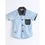 billige T-shirts og skjorter-Spædbarn Drenge Farveblok Kortærmet Bomuld Skjorte Blå