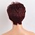 baratos Perucas capless de cabelo natural-Mistura do cabelo humano Peruca Curto Onda Natural Corte Pixie Com Franjas Onda Natural Parte lateral Fabrico à Máquina Mulheres Vermelho